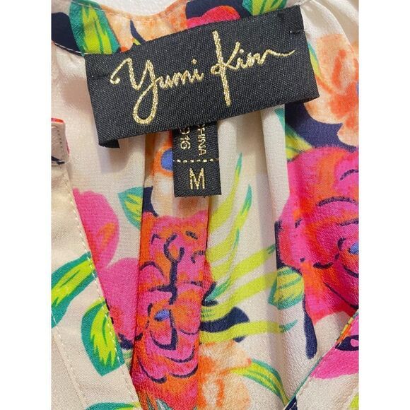 Yumi Kim Women’s Peonies Bloom Floral Pink Orange Blouse Top Medium - Picture 6 of 6